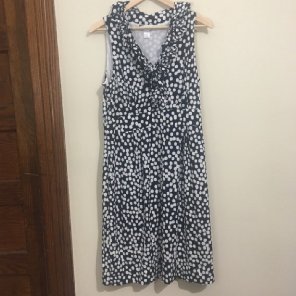 Christopher Banks Ruffle Neckline Polka Dot Dress 12